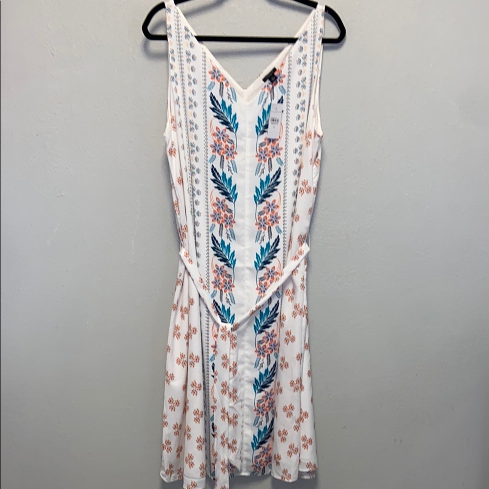 Ann Taylor NWT White Floral Feminine Belted Sleeveless Sheath Sundress 3489